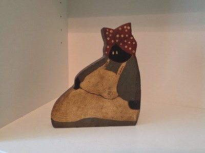 Handcrafted Painted Country Folk Art Americana Wooden Shelf Sitter Signed Dated 