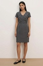 Tahari NEW $148 Gray Tweed Wrap-Style Knee-Length Dress Size Small Classic Retro