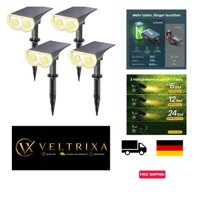 Linkind Solarstrahler 800lm Außenleuchte 3000K Warmweiß 22 LEDs 4er Set