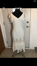 Beautiful Cream Color Summer Knee Length Embroidered Dress Size M Prom Occasion  