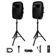PRORECK 15" 2000W Powered PA Speaker Bluetooth DJ Party System LED Light Stand