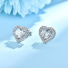 Fashion Heart Simulated Moissanite Zircon Stu...