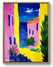 Original Art Coastal Street 14x11 Contemporary Expressionist Painting