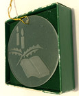 VTG Norcross Clear Glass-Frosted Etching-Christmas Ornament-Candle/Holly/Hymnal — photo 5