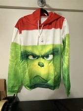Christmas Grinch Sweatshirt Hoodie Green Red White Novelty Graphic Design Large