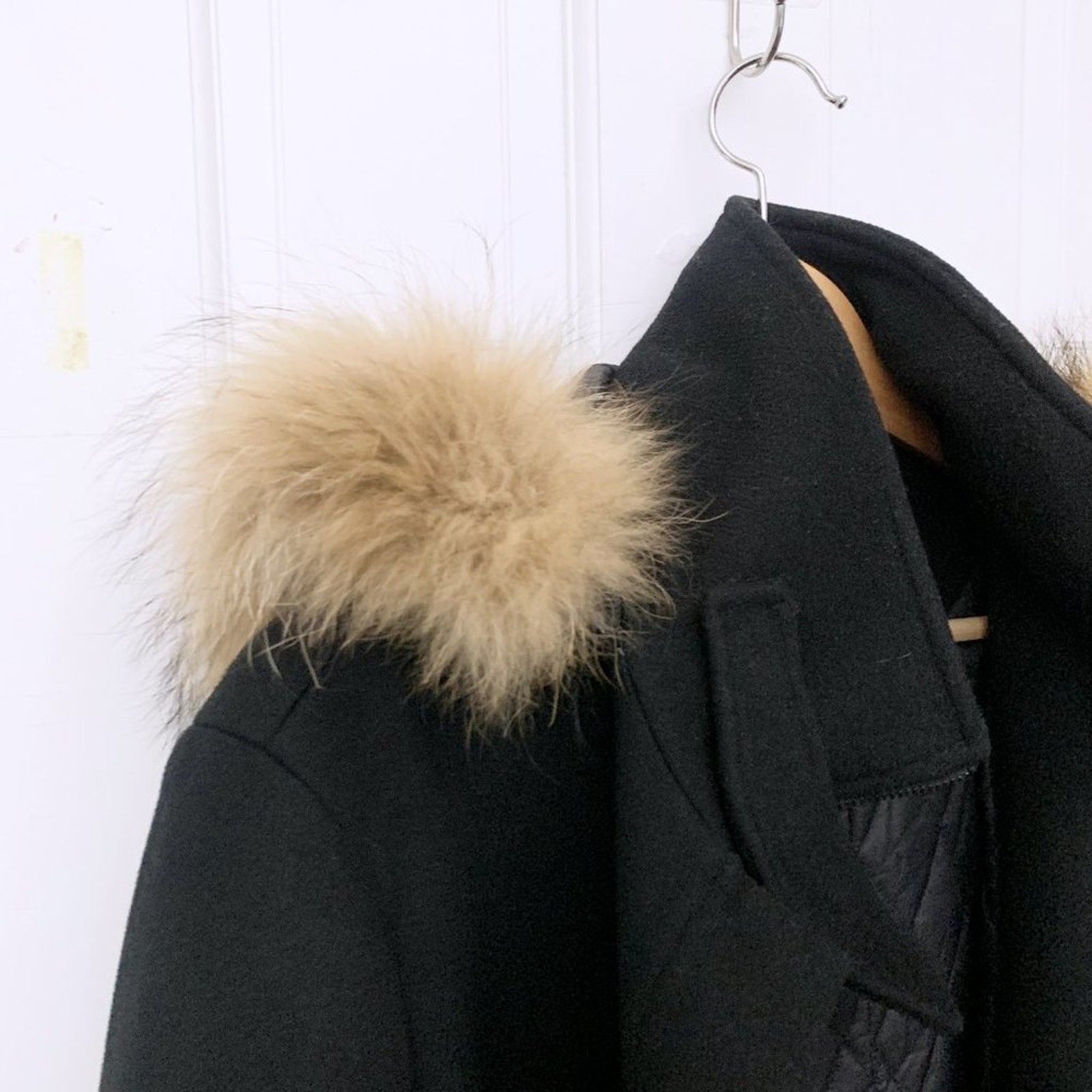 Soia & Kyo Wool Blend Coat with Genuine Coyote Fur Trim image 3