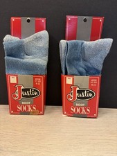 2 Pair Vintage Justin Boot Socks Western Men 9-11 Blue NIP USA Made