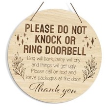 Baby Sleeping Sign for Front Door, Do Not Knock or Ring Doorbell Door star
