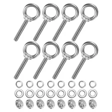 8-Sets Stainless Eyebolt M10x60mm Shoulder Lifting Eye Bolt with Nuts Washers