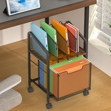 Rolling File Cabinet with Adjustable Dividers, Vertical Filing Cabinet with S...