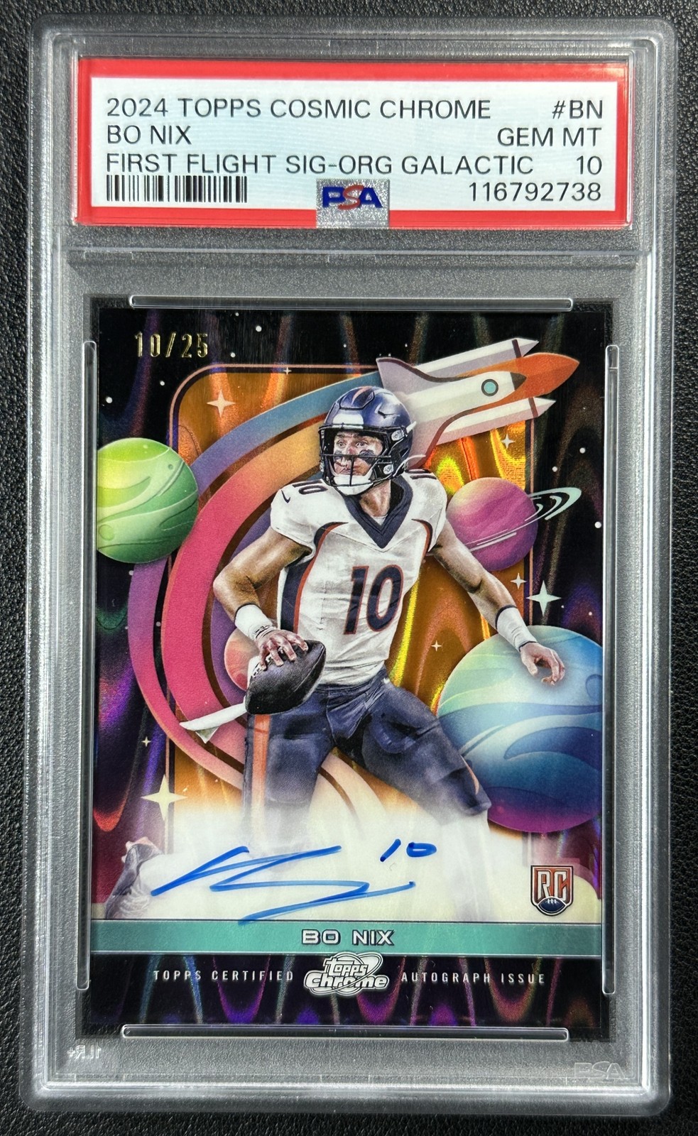 BO NIX PSA 10 2024 TOPPS COSMIC CHROME ROOKIE AUTO ORANGE REFRACTOR JSY# 10/25