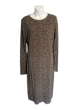Old Navy Midi Tie Waste Sheath Dress Leopard Print Stretch Size Medium Tall