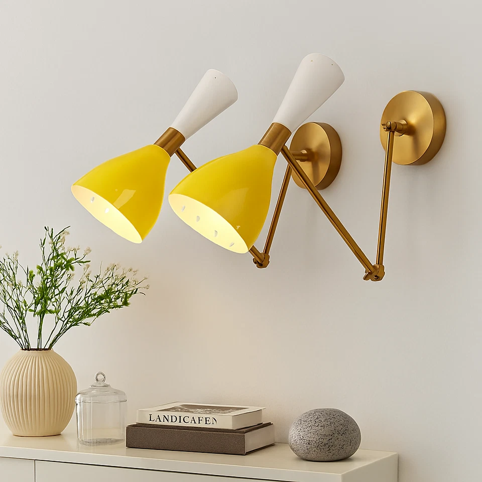 Diabolo Wall Sconce Set of 2 | Italian Stilnovo Style Brass Light Christmas Gift - Image 3 of 4