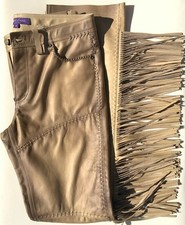 Ralph Lauren Purple Label Leather Fringe Pants, Size 10, New With Tags.