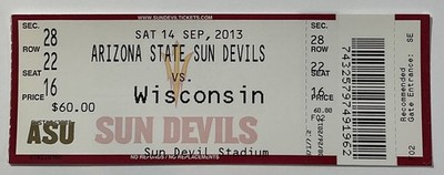 CFB 2013 09/14 Wisconsin at Arizona State Football Full Ticket