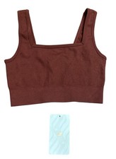 NWT - Fabletics Low Impact Seamless Strappy Bra Brown Women's Size Small