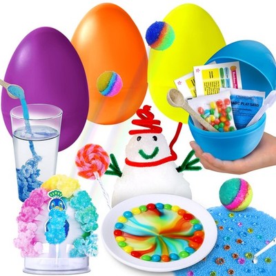 4 Jumbo Easter Basket Stuffer Surprise Eggs, 6 Science Experiments for Kids, ...