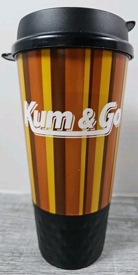 Kum & Go Whirley Drink Insulated Travel Tumbler Mug 20oz Cup w Lid NEW Retro