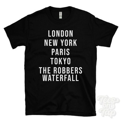 Lustiges T-SHIRT LONDON NEW YORK PARIS TOKYO DIE RÄUBER WASSERFALL Schottland