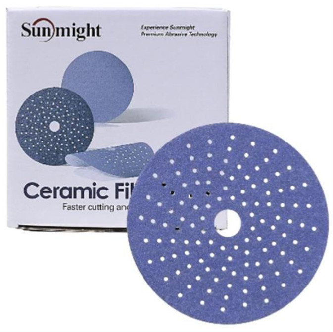 Disques Abrasifs 150mm Ceramic Film P240 Sunmight pour ponçage à sec carrosserie