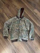 Vintage Clarkfield Outdoors Camo Hooded Bomber Jacket XXL Made in USA Treebark