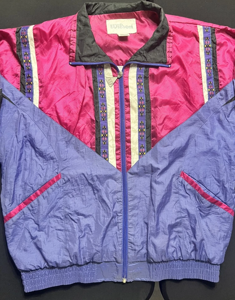CHAQUETA CORTAVIENTOS Wilson Southwest estilo azteca vintage brillante años 80 talla mediana Foto 3 de 4