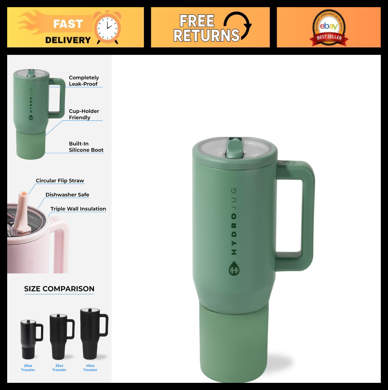 With Flip Straw & Handle | Leak-proof, Durable
