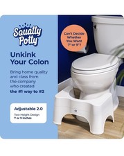 Adjustable Toilet Stool 7 Inch or 9 Height Removable Topper White Squatty Potty