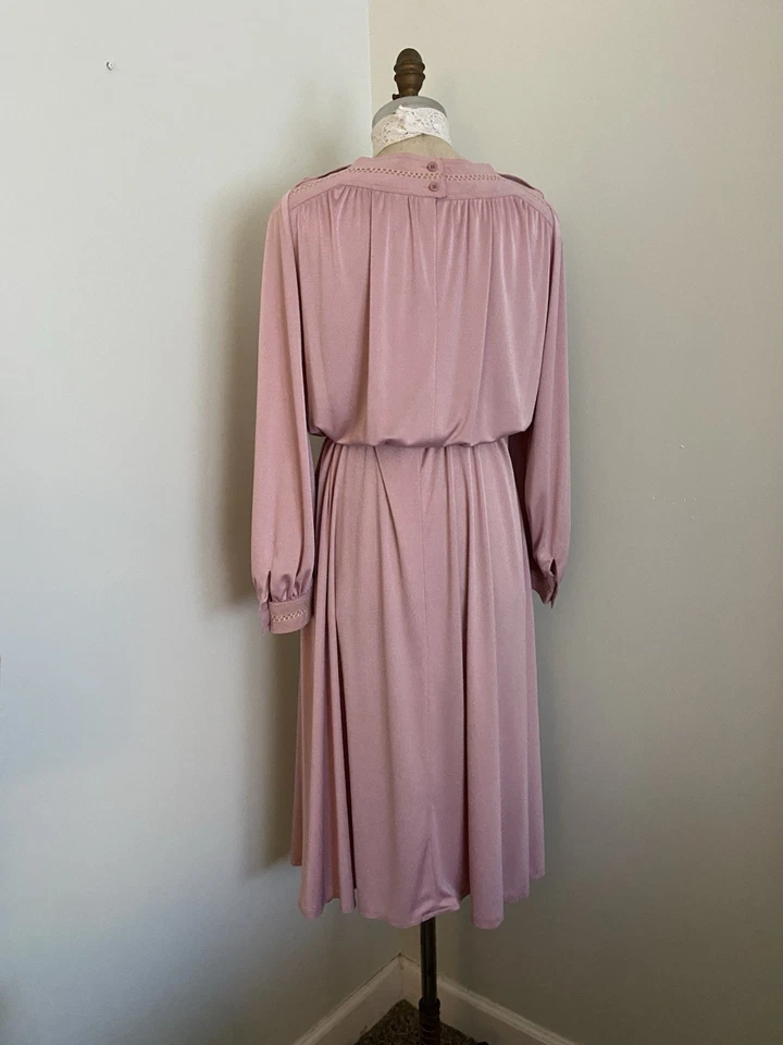 VTG 70s Bergdorf Goodman Pink Knit Dress SZ L Jerry Silverman - Image 3 of 4
