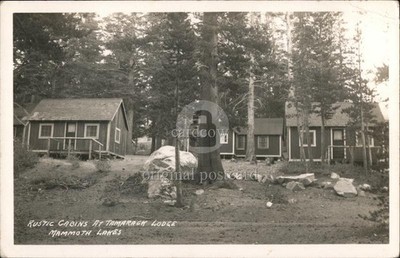 RPPC Mammoth Lakes,CA Rustic Cabins Tamarack Lodge 1953 Mono County 2c stamp