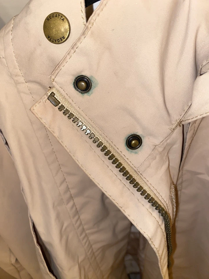Abrigo de lluvia Regatta beige claro crema largo completo Mac UK 18 EU44 cremallera Isotex (D119) Foto 3 de 4