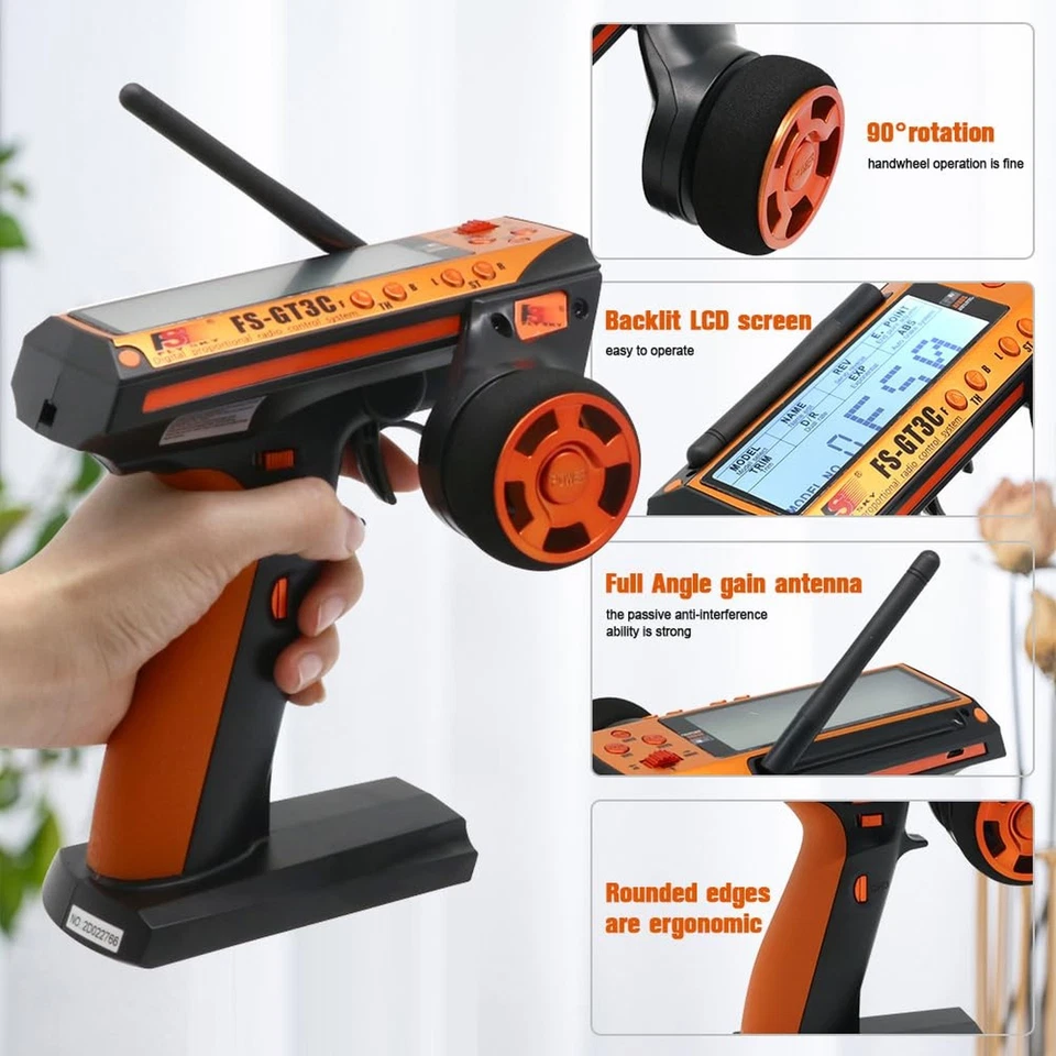 Transmisor y receptor RC FS-GT3C FS-GR3E, controlador de radio de 2,4 GHz para... Foto 3 de 4