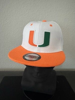 UNIVERSITY OF MIAMI THE U HURRICANES LOGO FLAT BILL BRIM SNAPBACK HAT NEW  