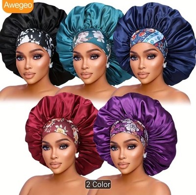 5pcs Women's Soft Sleep Bonnets, Caps, Headwear for Home, Sleeping & Bath