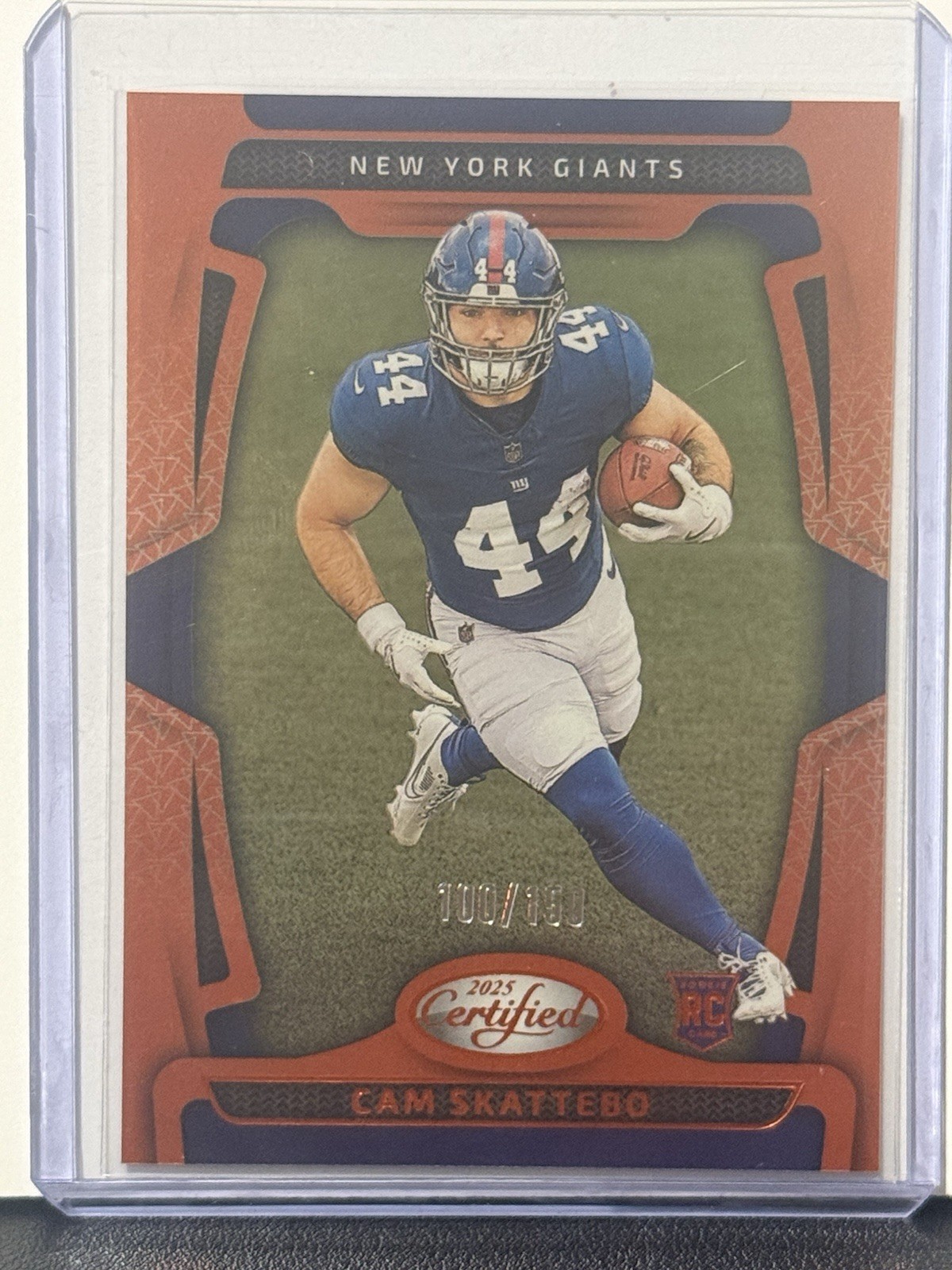 2025 Panini Certified Cam Skattebo RC Mirror Orange /150 New York Giants #105