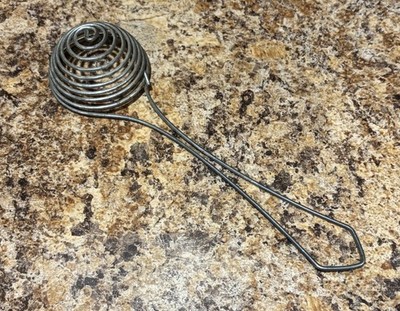 Vintage Coiled Wire Beehive Egg Separator, Strainer Or Whisk - Aged Metal Patina