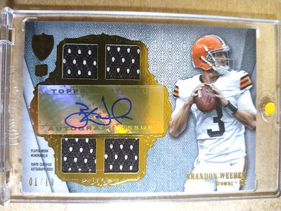 2012 Brandon Weeden Topps Supreme Rookie Autograph Quad Jersey 01/10 MINT    