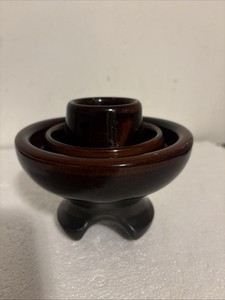Vintage Brown Power Line Ceramic Iron Industrial Electrical Insulator Decor