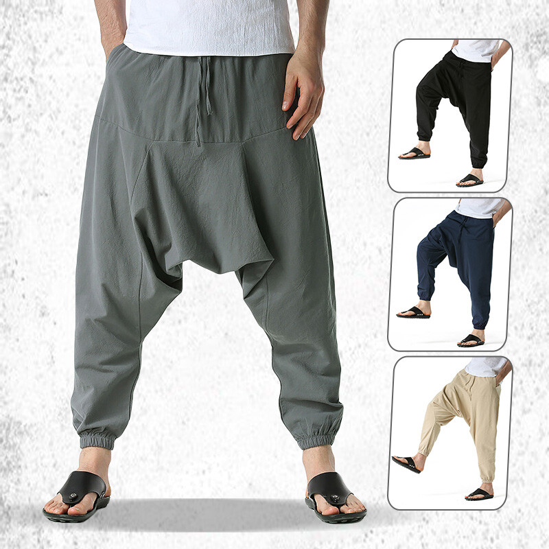 Men Pants Harem Baggy Pants Oversize Loose Wide Leg Pants Drop