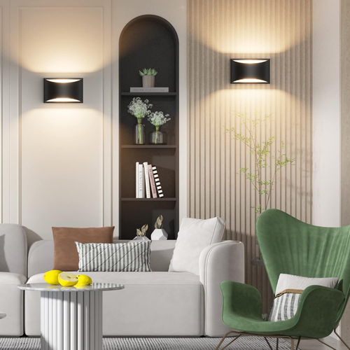 Black Modern LED Wall Sconce Hardwired Indoor Wall Lights Set of 2 up and down W - Picture 8 of 9