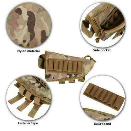 Tactical Shotgun Rifle Shell Butt Stock Ammo Holder Pouch Bag Cheek Pad Hunting - Picture 3 of 20