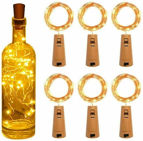 Copper Bottle String Lights Light 20 LED Warm Cool White Fairy Wine Cork Shaped - Picture 23 of 36