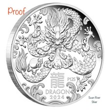 2024 Lunar Dragon 1oz Silver Proof Coin 111.49 per troy oz