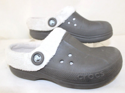Crocs Blitzen Womens 7 Mens 5 Dark Brown Khaki Towel Lining Slip On Clogs Shoes
