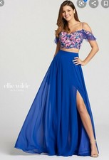NWT Size 10 Royal beaded jeweled 2 piece long formal PROM GOWN, Ellie Wilde