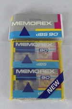 Vintage Memorex dBS 90 Min Cassette Tapes 2 Pack 135mm Sealed