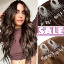 Micro Loop Ring THICK 100 Remy Human Hair Extensions Tips Beads 50S-200S Brown
