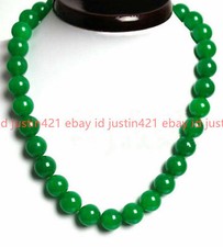 16" 18" 22" 24" 6/8/10MM Genuine Green Jade Gemstones Round Beads Necklace AAA
