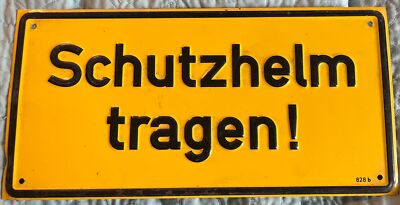 12  German Tin Sign Protective Helmet Danger Warning Prohibited VTG RARE