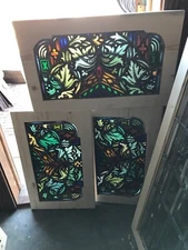 Sg 2954 8 Av Price each Antique Painted in fired stained glass transom window...